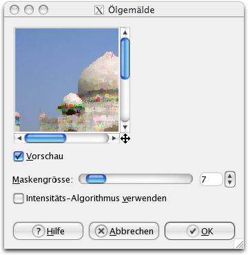 Eigenschaften für das Filter Ölgemälde